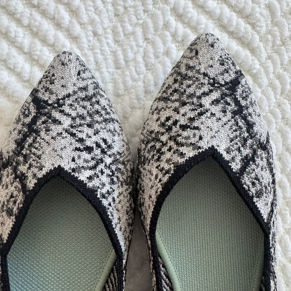 ROTHY'S The Point Black White Python Print Flats … - image 7